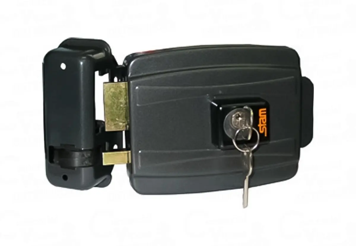 Fechadura Elétrica Preto Fosco Cilindro 40 Mm Aço Inox Stam