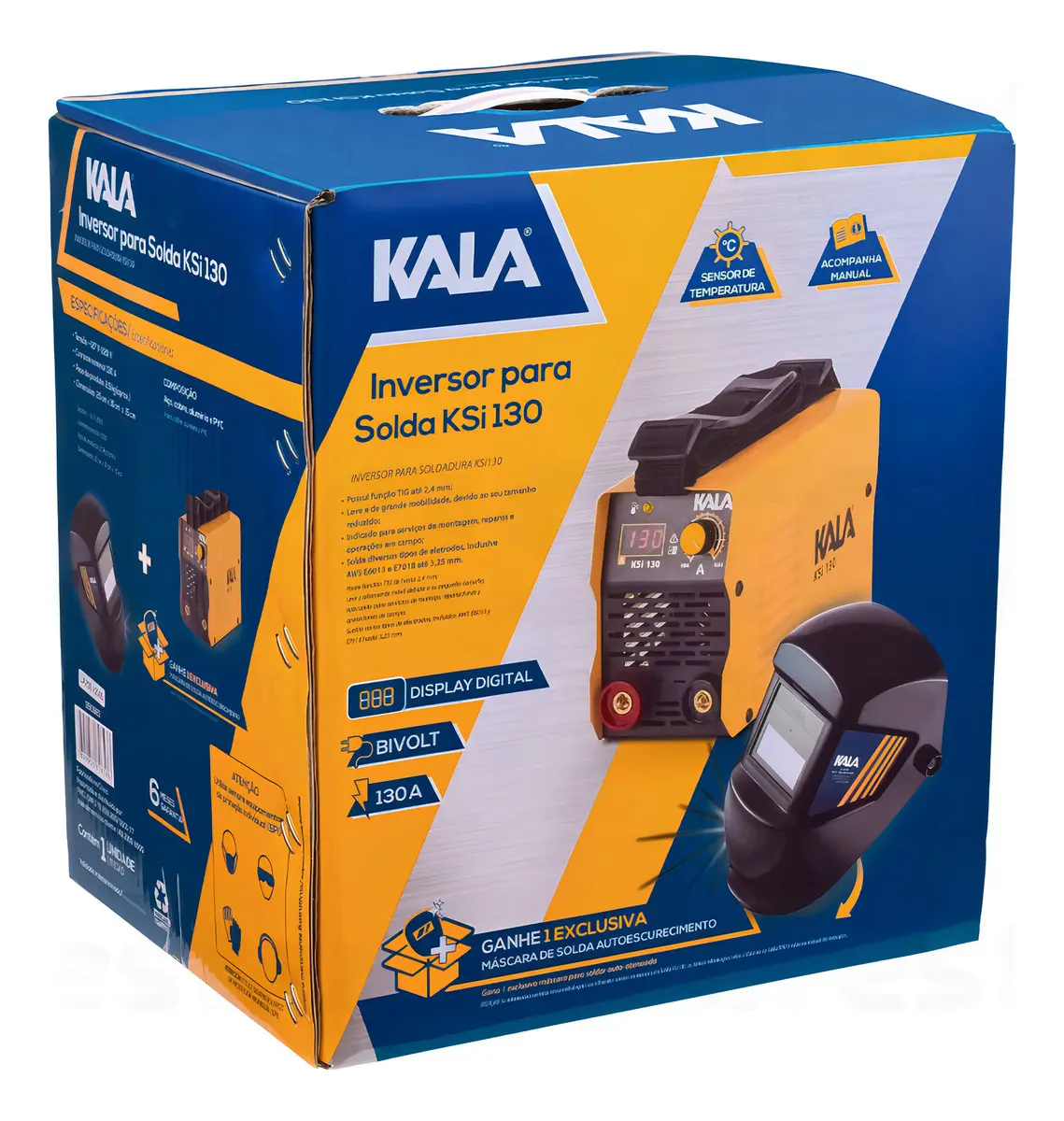 INVERSORA DE SOLDA KALA 130 A COM MASCARA AUTOESCURECIMENTO BIVOLT